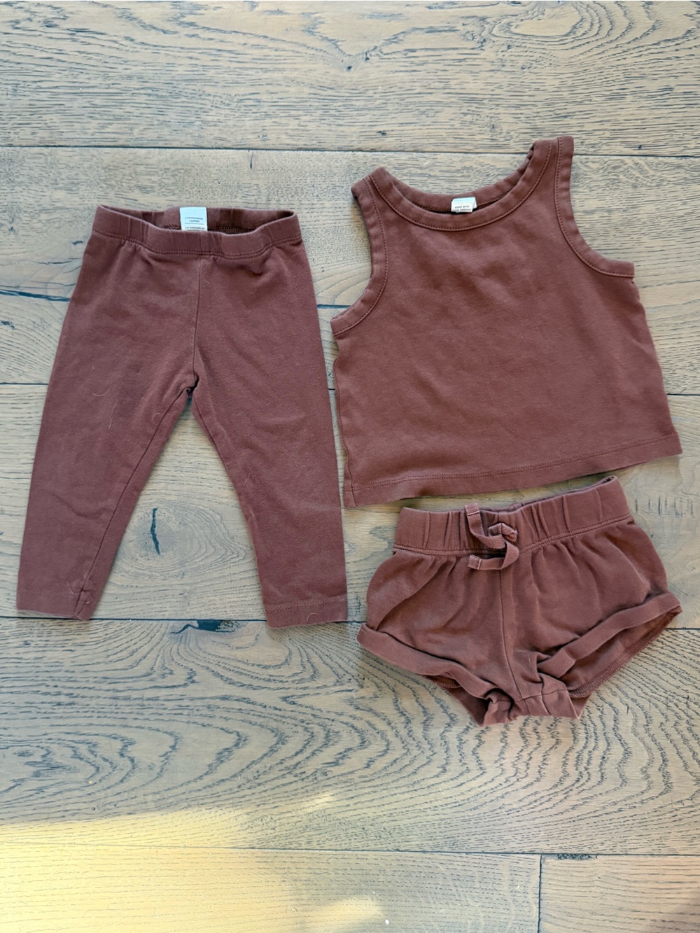 Colored Organics Baby Tank, Short + Leggings Set Rust 6-12M